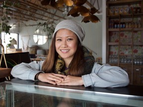 Khuyen Khuong of Cafe Mosaics poses for a photo at her family's new plant-based restaurant, The Moth.