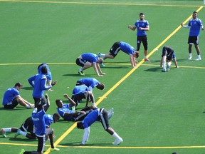 FC Edmonton players practise at Clarke Stadium for the first time on the new turf on July 22, 2014. File photo.