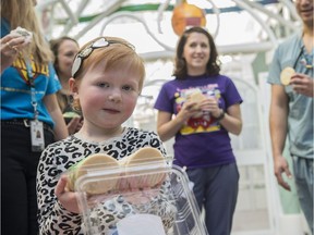 Finnley Bailey, 5, was at the Stollery Children's Hospital to bring Christmas cookies and thanks to health-care staff for getting immunized against influenza. Finnley has leukemia and is an outpatient of the pediatric oncology unit at the Stollery.
