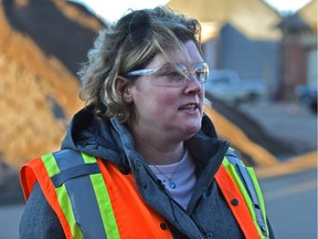 Janet Tecklenborg, director of infrastructure operations, provides an update on efforts to improve road conditions after freezing rain on streets in Edmonton, on Monday, Dec. 18, 2017.