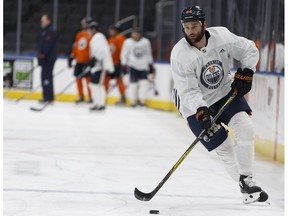 Zack Kassian participates in drills during an Edmonton Oilers practice at Rogers Place on Monday, Dec. 4, 2017. (Ian Kucerak)