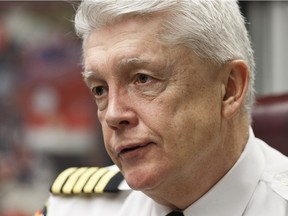 Edmonton Fire Rescue Services Chief Ken Block speaks during a year-in-review interview at Fire Hall 1 in Edmonton, Alberta on Dec. 8, 2017.