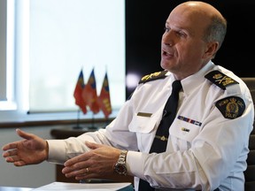 Alberta RCMP Deputy Commissioner Todd Shean sat down for a year-end interview with Postmedia reporter Catherine Griwkowsky at K Division Headquarters in Edmonton on Dec. 15, 2017.