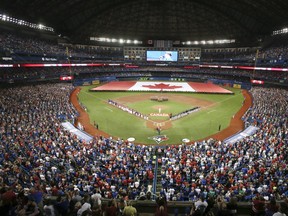 Blue Jays take on the Cleveland Indians during the Canada Day celebrations in Toronto on Friday July 1, 2016 at the Rogers Centre. Veronica Henri/Toronto Sun