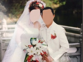 A screenshot of a photo from a photo album shows wedding pictures. Anyone with information on who the photos belong to is asked to e-mail epspinterest@edmontonpolice.ca.