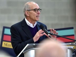 Former Edmonton mayor Stephen Mandel announced his bid for leadership of the Alberta Party in Edmonton on Wednesday, Jan. 10, 2018.