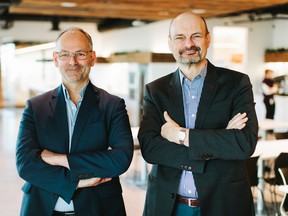 Jon Edgett (left), Senior Vice-President of Corporate Finance and Glen Demke, Tax Partner, at KPMG’s Edmonton office. They counsel that business owners planning to retire need a detailed plan in place.