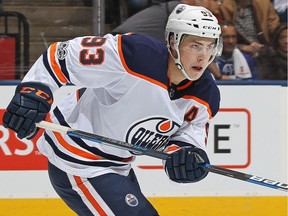 Edmonton Oilers centre Ryan Nugent-Hopkins in action Dec. 10, 2017, against the host Toronto Maple Leafs.