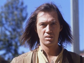 Actor David Carradine is seen on the set of Kung Fu.