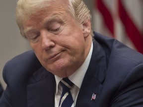 President Donald Trump speaks during a meeting in the Roosevelt Room of the White House in Washington, DC, January 11, 2018.