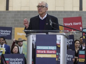 Former Edmonton mayor Stephen Mandel announces his candidacy for the Alberta Party in Edmonton on Wednesday, Jan. 10, 2018.
