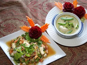 Seafood Yum, left, and Green Curry Chicken at the Viphalay Laos and Thai Restaurant on 95 Street. The restaurant is one of five Chinatown businesses taking part in Edmonton's first Chinatown Dining Week.