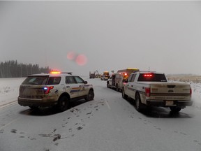 A logging truck crash partially closed a section of Highway 63 near Boyle, Alta. Saturday morning.