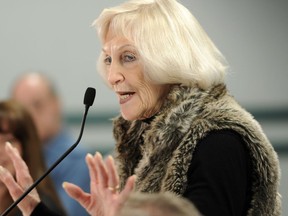 Ruth Adria of the Elder Advocates of Alberta Society speaking at a conference in 2014. Adria said she was "absolutely shocked and disappointed" by the court's decision in the long-term care fee case.