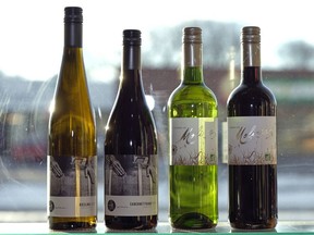 From left: TH Riesling, a white wine from Canada, TH Cabernet, red from Canada, Terres De Molines, white from France, and Terres De Molines, red from France, are examples of well-produced wines chosen by wine columnist Juanita Roos.