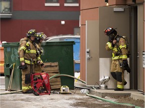 Fire crews clean up after dealing with an electrical fire at the Varscona Theatre on Thursday, Jan. 25, 2018 in Edmonton. Greg  Southam / Postmedia