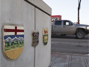 File photo of the border marker in Lloydminster. A man is accused of pointing a handgun at a cab driver on Sept. 12, 2018.