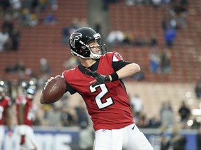 FILE - In this Jan. 6, 2018, file photo, Atlanta Falcons quarterback Matt Ryan warms up before an NFL football wild-card playoff game against the Los Angeles Rams, in Los Angeles. After missing practice on Tuesday, Jan. 9, 2018, for undisclosed personal reasons, Falcons quarterback Matt Ryan is expected back on Wednesday. It's an important practice day as Atlanta prepares for Saturday's divisional round playoff game at Philadelphia.