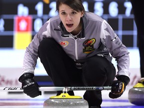 Team Scheidegger skip Casey Scheidegger makes a call during a draw against Team Flaxey at the 2017 Roar of the Rings Canadian Olympic Curling Trials in Ottawa on Saturday, Dec. 2, 2017. THE CANADIAN PRESS/Justin Tang ORG XMIT: JDT111