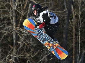Riley Foster, 11, gets airbourne, as children under 13 participate at Pump Up The Jam!, a fun competition for kids to show off their freestyle moves on the beginner terrain park at Snow Valley Ski Club in Edmonton, January 7, 2018.