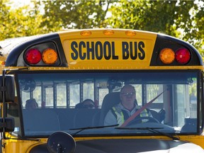 A school bus is seen during a bus safety program in the Northlands parking lot in Edmonton, Alta., on Tuesday September 1, 2015.