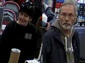 Red Deer RCMP said Friday, Jan. 12, 2018 they are trying to identify these two people who they believe have been sending a Red Deer man sculptured male genitalia every December for the past three years.