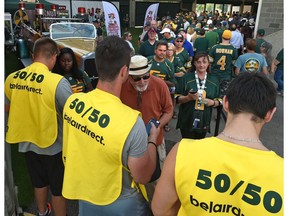 Fans were lining up for a 50-50 draw with more than $80,000 having been carried over from the previous Edmonton Eskimos game at Commonwealth Stadium on July 14, 2017. Ed Kaiser/Postmedia (Edmonton Journal story by Gerry Moddejonge) Photos for stories running Saturday, July 15 edition.