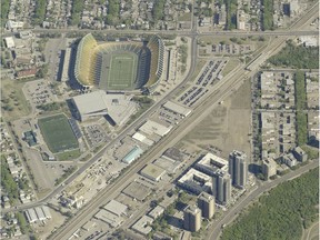 A 2016 shot of the area around the Stadium LRT station.