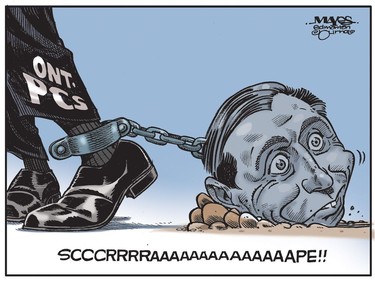 Patrick Brown is a ball and chain to the Ontario PC party. (Cartoon by Malcolm Mayes)