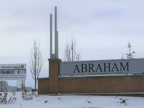 The sign for Abraham's Landing in Fort McMurray, Alta. on Tuesday, February 13, 2018. Vincent McDermott/Fort McMurray Today/Postmedia Network