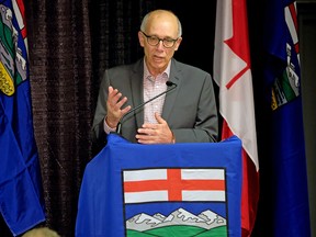 Stephen Mandel makes a speech after being declared the new leader of the Alberta Party in Edmonton on Tuesday February 27, 2018. (PHOTO BY LARRY WONG/POSTMEDIA)