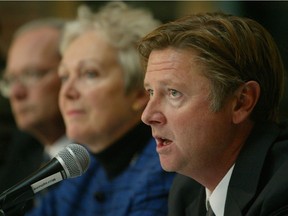 October 16, 2003: 
Alberta's Commission on Learning submitted its final report and recommendations to the government. Lyle Oberg and Patricia Mackenzie, the chair of the commission, hosted a news conference.