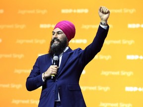 NDP Leader Jagmeet Singh speaks during the Federal NDP Convention in Ottawa on Saturday, Feb. 17, 2018.