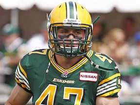 Edmonton Eskimos linebacker J.C. Sherritt during CFL action at Commonwealth Stadium on June 29, 2013.