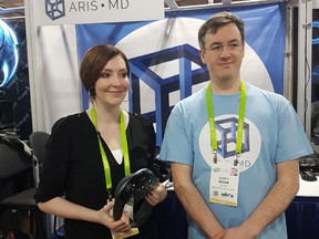 Chandra Devam and Scott Edgar, co-founders of Aris MD, which mades Virtual Reality diagnostic software for medical procedures.