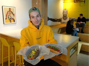 Justin Benson, co-owner/operator of Mayday Dogs, located in the lower level inside the Mercer Warehouse in downtown Edmonton.