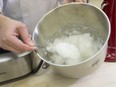 NAIT Culinary instructor Maynard Kolskog demonstrates the lift egg whites provide to meringue.