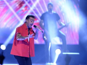 Hedley performs during WE Day Toronto celebrations on Thursday Sept. 28, 2017.  Canadian pop-rock band Hedley says it will be taking an “indefinite hiatus” after its country-wide tour at the end of March.