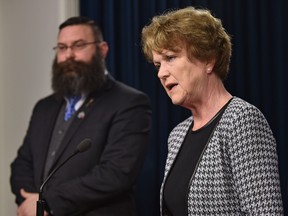 Mary Martin, right, is president of the Alberta School Boards Association.