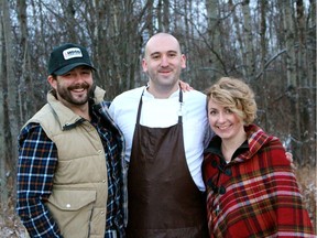 From left, Darren Cheverie, chef Steve Brochu and Sylvia Cheverie are hosting two fun outings at Chartier in March.