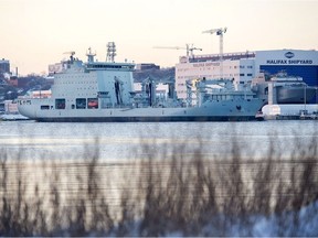 MV Asterisk, the Royal Canadian Navy's new supply ship, is seen in the harbour in Halifax on Friday, Jan. 19, 2018.