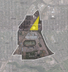 The Exhibition Lands study area includes the city-owned and operated Coliseum lands highlighted in yellow.