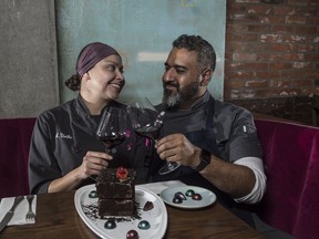 Holy Roller chef Rafael D'Alcazar and his wife and sous-chef, Ariadna Uribe, celebrate Valentine's Day with chocolate cake, truffles and wine.
