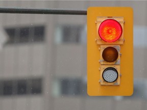 A set of traffic signals.