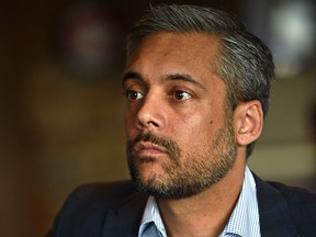 Liberal leadership candidate David Khan listens to supporters at a politics campaign meet in Edmonton, April 22, 2017. Ed Kaiser/Postmedia