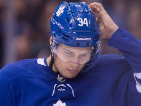 Toronto Maple Leafs centre Auston Matthews is pictured during NHL action against the Columbus Blue Jackets in Toronto on Feb. 14, 2018