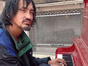 Ryan Arcand, a musician who touched Edmontonians with his spontaneous piano performances, shown in this still image taken from a video. A family member says Ryan Arcand was found dead last Sunday.