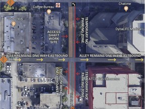 A map showing the tunneling work as part of the Downtown Intensification Storm Tunnel project, which is part of the Capital City Downtown Plan.