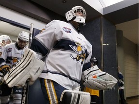 The Spruce Grove Saints head out to face the Okotoks Oilers to play the final hockey game at Northlands Coliseum in Edmonton, Alberta on Friday, December 15, 2017. Photo by Ian Kucerak