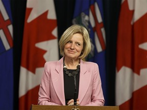 Premier Rachel Notley speaks in the Alberta legislature in Edmonton, Alta., on Thursday, March 8, 2018.